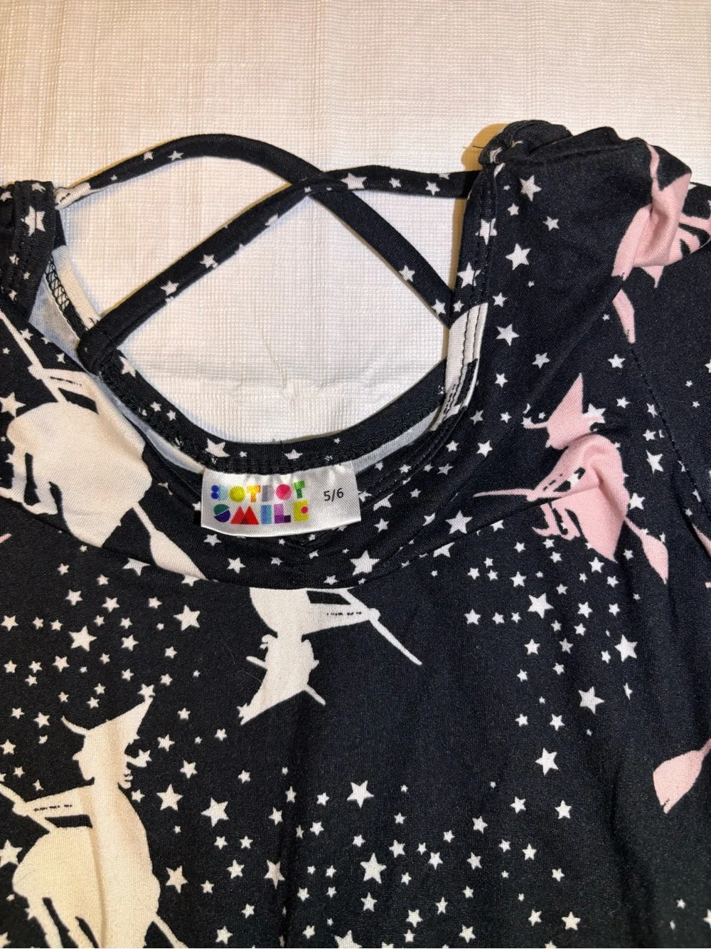 Girls Black Witches Print Skater Dress - Pink & White